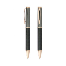 High quality Luxury Rose Gold Carbon fiber ball pen Metal ball pen custom logo pen for gift